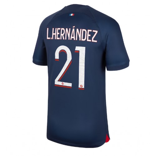 Fotballdrakt Herre Paris Saint-Germain Lucas Hernandez #21 Hjemmedrakt 2023-24 Kortermet